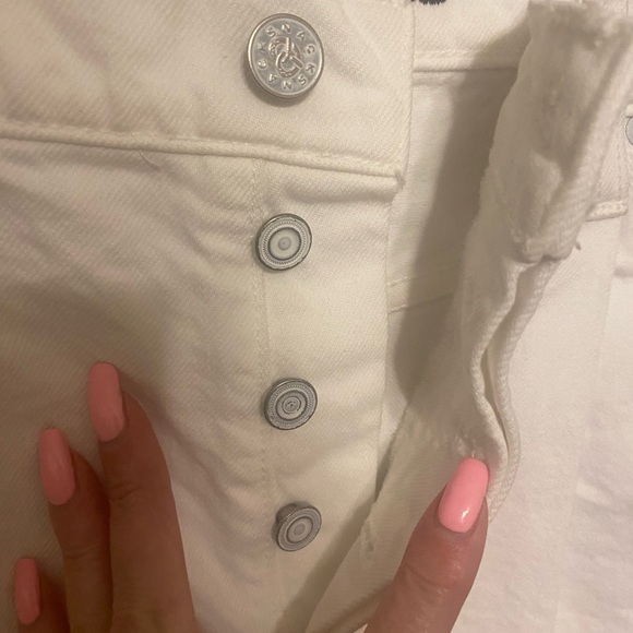 COPY - SNACKS MOTHER THE PLEATED FUN DIP DENIM JEAN SHORTS WHITE STICKY RICE SI… - Picture 4 of 9